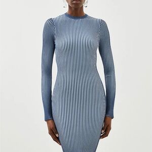 Striped Blue and White Long Sleeve Dress